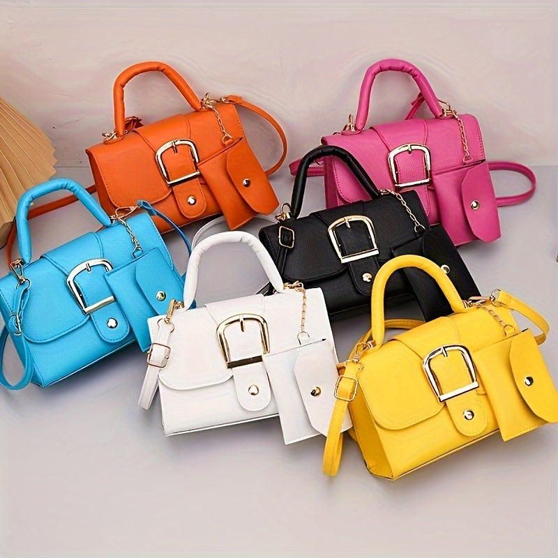 A Trendy And Stylish Small Square Handbag in Candy Colors, Featuring a Minimalist Retro Design. It'S a Practical, Versatile, And Spacious Shoulder Bag for Women, Perfect for Everyday Use.